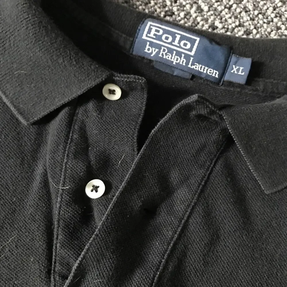 Polo By Ralph Lauren Long Sleeve Black‎ Pullover Polo Shirt